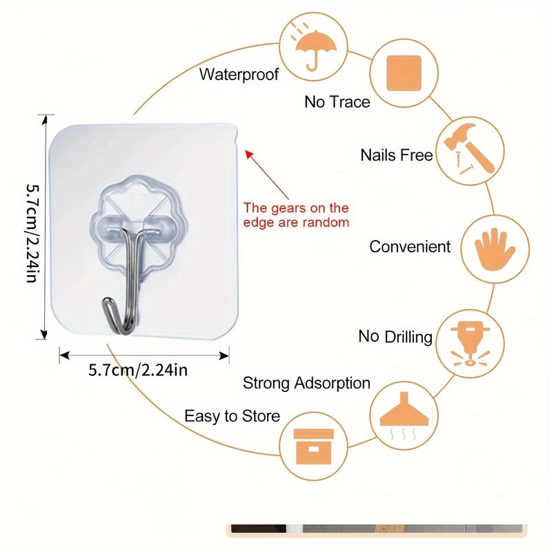 Transparent Invisible Adhesive Wall Hooks Strong Hold