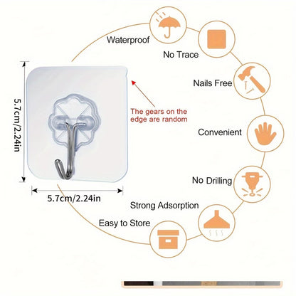 Transparent Invisible Adhesive Wall Hooks Strong Hold