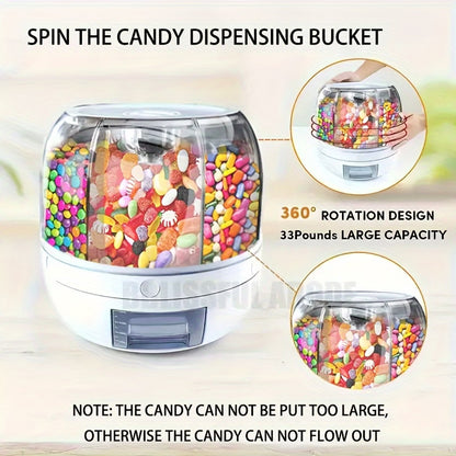 Large Capacity Rice Dispenser 360 Degree Rotating Divided Design