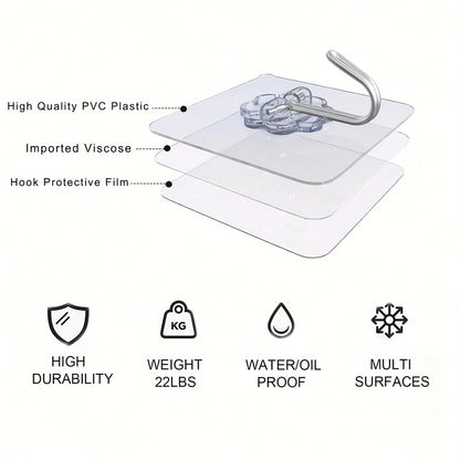 Transparent Invisible Adhesive Wall Hooks Strong Hold