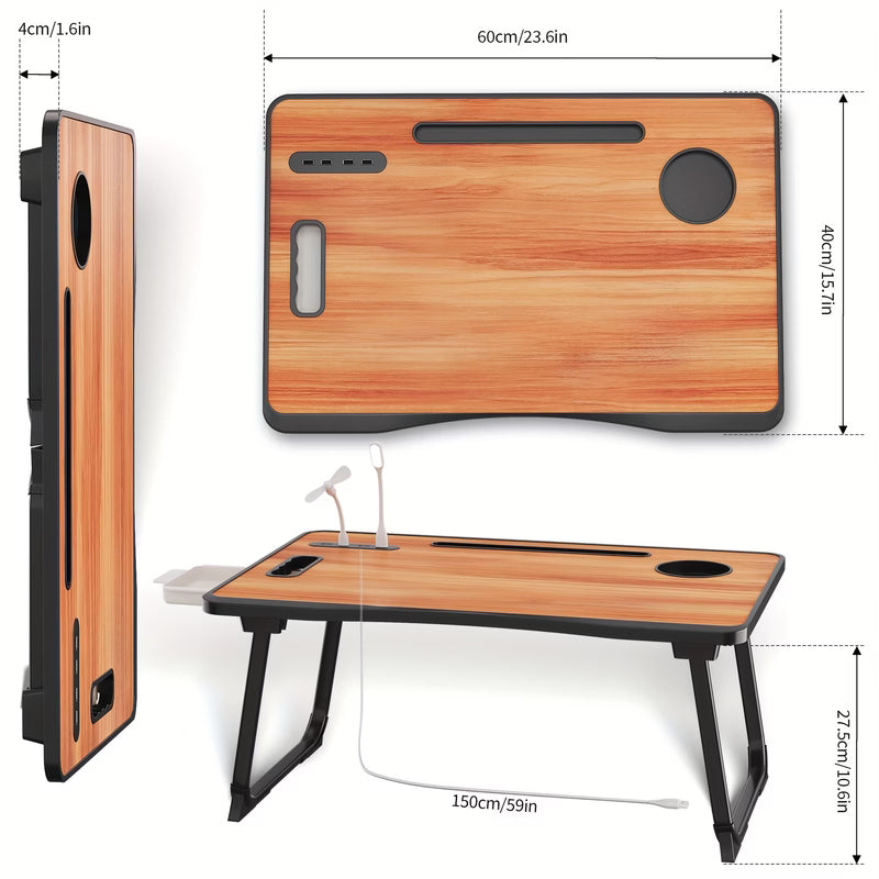 Extra Large Folding Laptop Desk with USB Charging Port