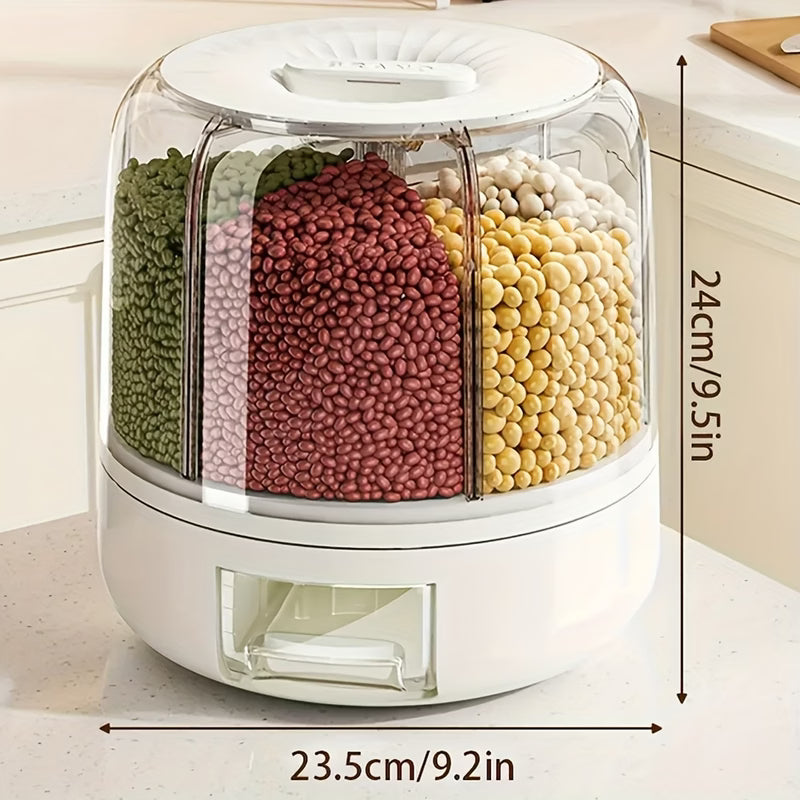 Large Capacity Rice Dispenser 360 Degree Rotating Divided Design