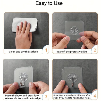 Transparent Invisible Adhesive Wall Hooks Strong Hold