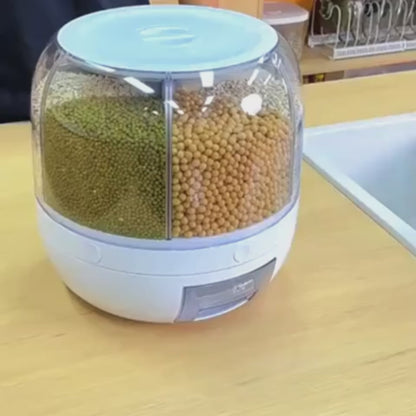 Large Capacity Rice Dispenser 360 Degree Rotating Divided Design